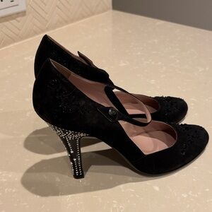 Prada Black Heels with Sparkling Accents. Mary Jane Heels. VIntage.